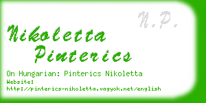 nikoletta pinterics business card